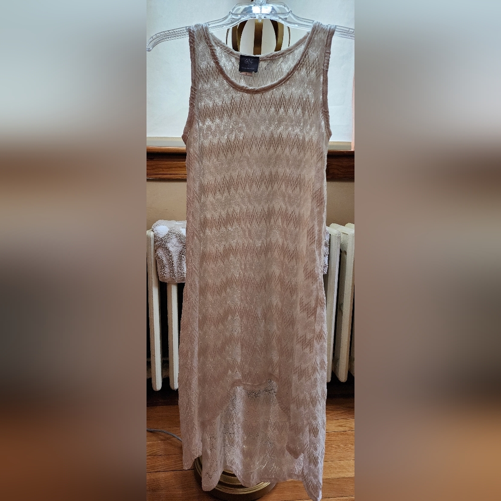 ELIF FOR JORDAN TAYLOR SHIMMERY IVORY BEACH COVERUP SIZE S
